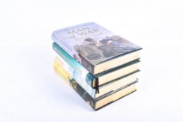 Four modern literature books signed by the author - two by Julian Stockwin and two by Allan