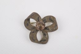 A vintage Theodor Fahrner German white metal bow brooch.