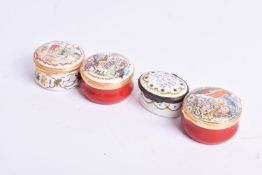 Four painted enamel patch boxes.