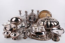A large selection of silverplated tableware.