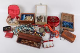 A quantity of assorted costume jewellery and boxes.