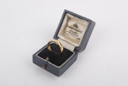 A 22ct gold wedding band. Width 3.5mm, hallmarked, size Q/R, weight 4.1g.