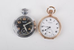 Two open faced pocket watches.