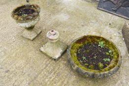 Two reconstistuted stone garden planters.