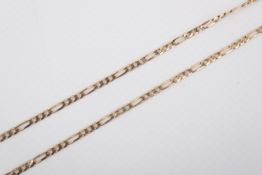 A 9ct gold figaro chain necklace. Width 2mm, length 49cm, marked 9k, weight 4.62g.