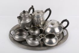 A vintage Manor Period pewter tea and coffee set.