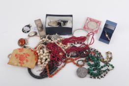 A group of silver and costume jewellery.