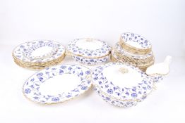 An assortment of Spode tableware in the 'Blue Colonel' pattern.