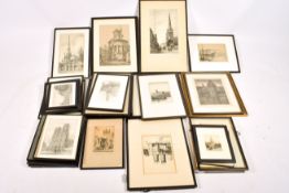 A large collection of 26 engravings and pencil drawings. Mostly of topographical views.