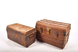 Two old metal trunks.