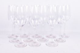 A set of twelve Riedel crystal wine glasses. In the original box, H22cm.