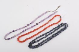 Three stone bead necklaces.