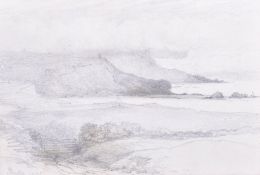 Arthur Ackland Hunt (act.1863-1913) - Bude 1875, pencil sketch.