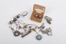 An assortment of silver and white metal jewellery.