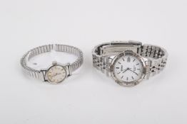 Two ladies' steel cased wristwatches.