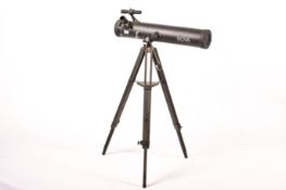 A Nova by Bushnell telescope on wooden stand. Model number 783035N, 76/700, missing eyepiece.