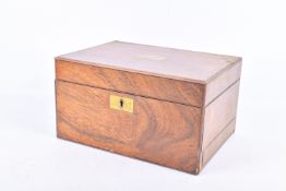 A Victorian rosewood travelling toiletry vanity box retailed by F L Hausberg, Liverpool.