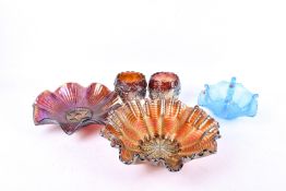 A collection of carnival glassware.