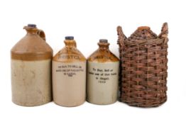 Four 'Bristol Pickup' honey glazed earthenware flagons with contents.