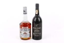 A bottle of Quarles Harris 1975 vintage port 75cl and a bottle of Staub cognac 24.5 Fl. Ozs. (2).