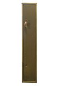 A wall mounted metal shotgun safe cabinet and four keys. H130cm x W23cm x D21.