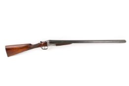 Lewis side by side 12 gauge double trigger box lock ejector shotgun. 29.5 inch barrels, 2.