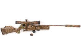 Theoben Mk II 'Real Tree' CO2, detachable bottle, air rifle. With scope and surpressor.