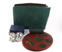 Group of whisky related quaiches and a Ballentynes tray mostly boxed.