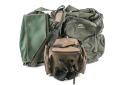 A group of three items of fishing luggage.