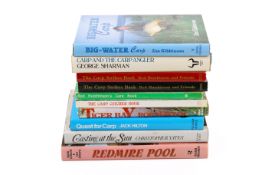 A collection of assorted books related to angling.