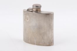 A Stirling silver hallmarked hip flask. Birmingham, 1923.