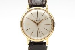 A vintage gold plated Oris wristwatch. With gold markers to the cream face, case diameter 3.