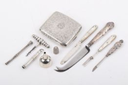 Small quantity of miscellaneous silver and white metal items. Including a cigarette case, etc.