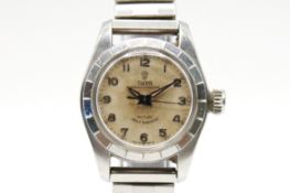 A Tudor Oyster Princess rotor self-winding wristwatch. Arabic numerals to the face, case width 2.