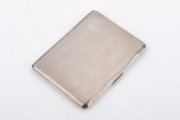 A Stirling silver cigarette case with engine turned decoration.