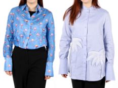 Two Victoria Beckham designer blouses.