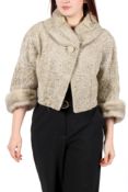 A lady's vintage Golanski London astrakhan and fur grey bolero jacket.