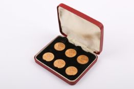 A set of six 1966 sovereigns Queen Elizabeth II Boxed.Won as a prize in 1966.
