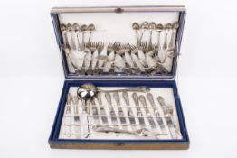 A large canteen of silverplated cutlery.