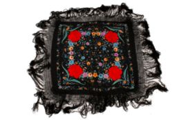 A 20th century embroidered shawl.