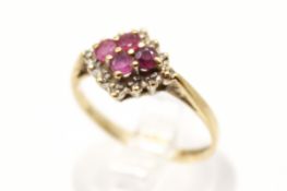 A 9ct gold and ruby dress ring.