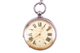 A vintage silver pocket watch by The Veracity Watch, Masters Ltd Rye.