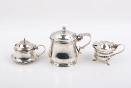 Three Stirling silver hallmarked condiment pots.