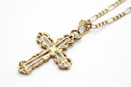 A hallmarked 9ct yellow gold cross. Of ornate form, height 4.