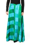 A 1970s Marion Donaldson long blue and green check silk skirt.
