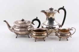 A 1920s four piece silver tea and coffee set.