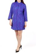 A 1970s Jerseyfield short blue and purple dress.