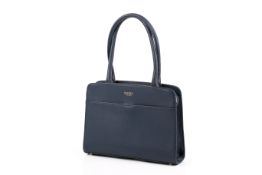 A blue leather Osprey of London handbag.