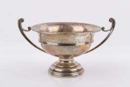 A stamped 935 silver '8th CH Dog Show 1937' twin-handled trophy. Raised on a circular foot.