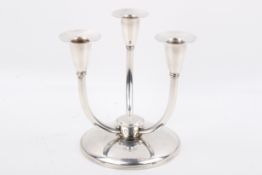 A Boodle & Dunthorne of Liverpool silver three-arm candelabra.
